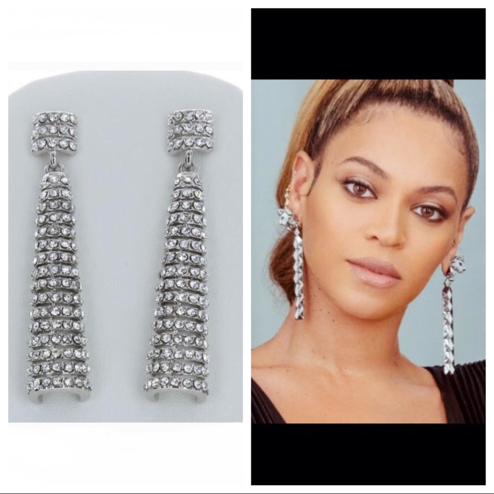 Long silver dangling earrings
